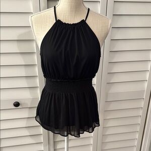 Express Black Tank Top with chiffon overlay